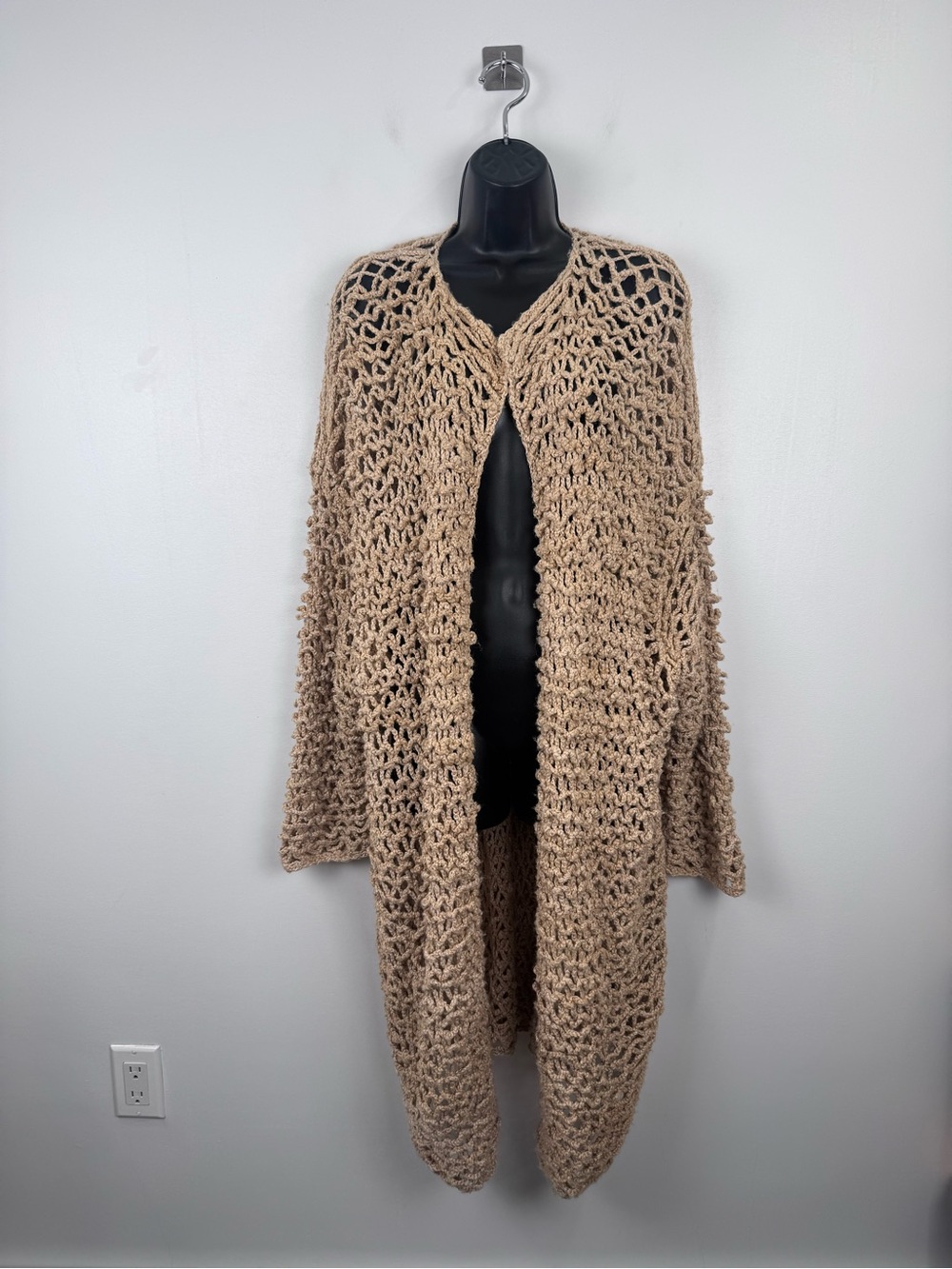 Ralph Lauren‎ Purple Label Women Silk Crochet Open Weave Cardigan Size M